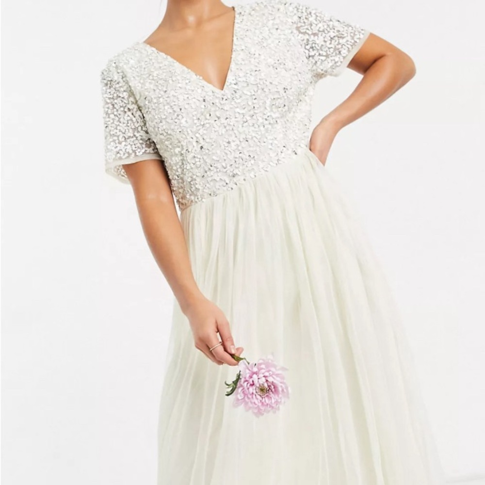 Maya Bridal Tulle and Sequin Full Length Dress